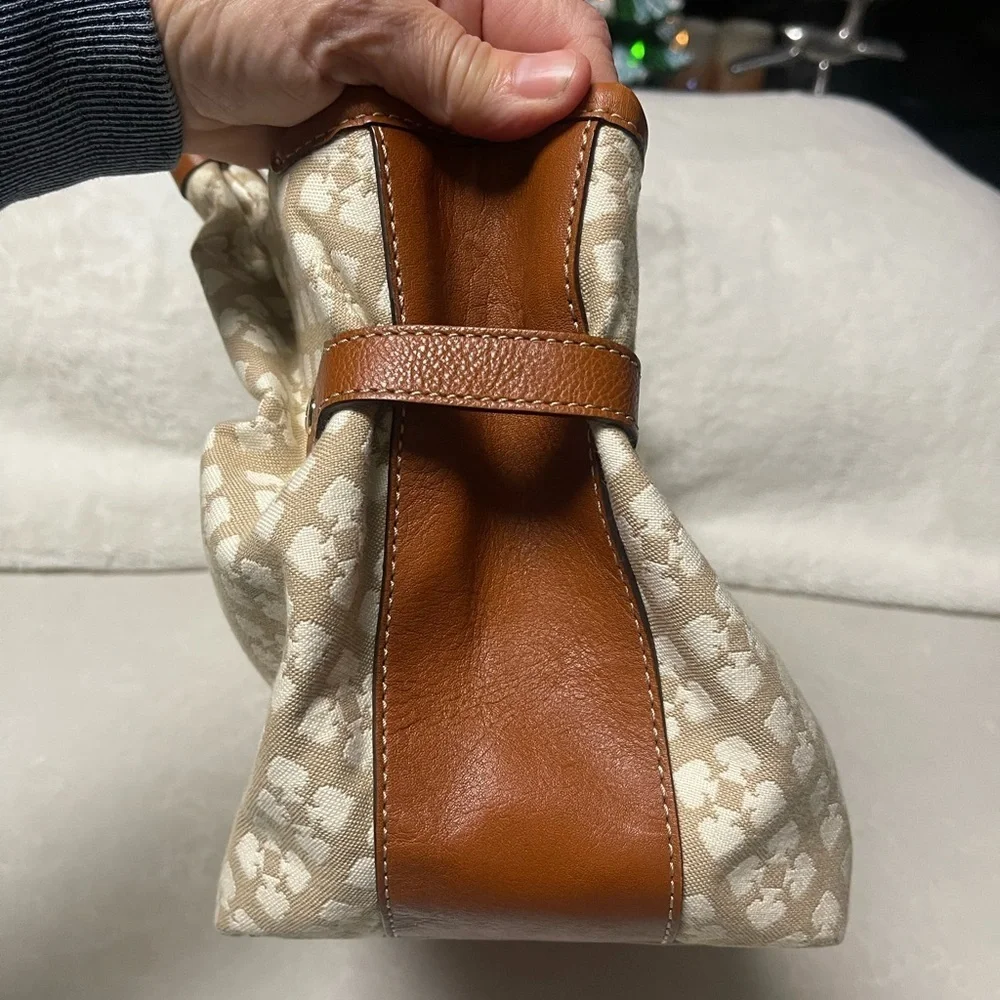 EUC Kate Spade New York Beige/Brown Canvas and Leather Stevie Bag